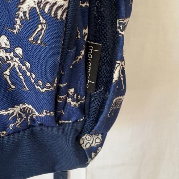 Choco Mocha Dinosaur Print Bones Fossils Backpack Blue - Picture 6 of 6